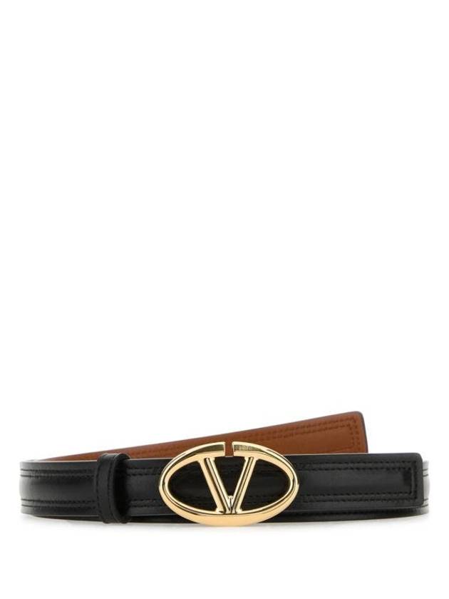 V Bold Edition Leather Belt Brown Black - VALENTINO - BALAAN 2