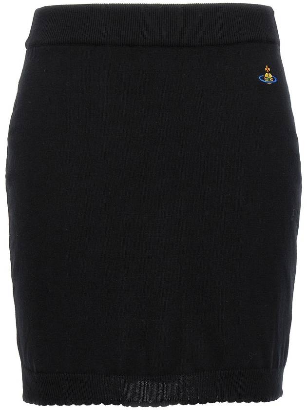 Bea Logo Knit Mini H-Line Skirt Black - VIVIENNE WESTWOOD - BALAAN 2