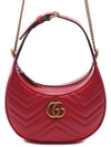 GG Marmont Half Moon Mini Bag Red - GUCCI - BALAAN 3