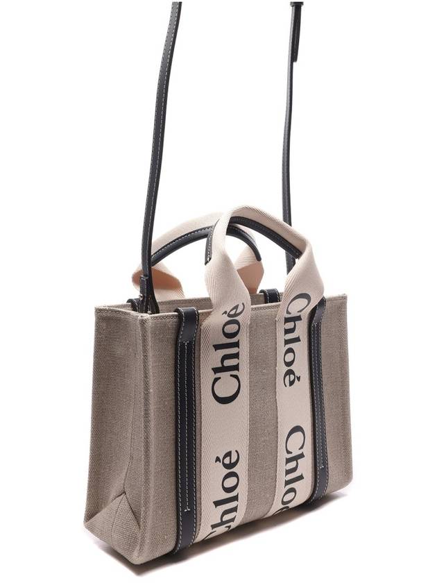 Woody Small Canvas Tote Bag Navy Beige - CHLOE - BALAAN 4