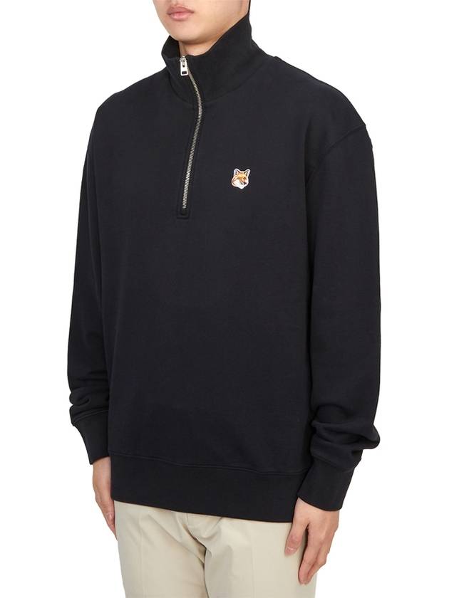 Fox Head Patch Half Zipper Sweatshirt Black - MAISON KITSUNE - BALAAN 3