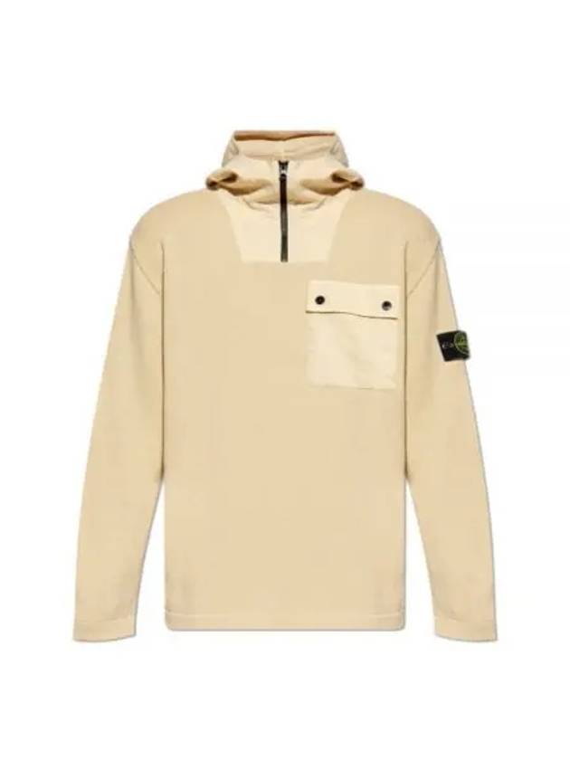 Compass Badge Half Zip-up Cotton Hoodie Ecru - STONE ISLAND - BALAAN 2