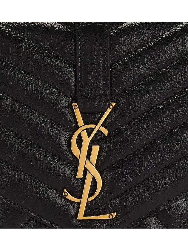 Monogram Envelope Flap Leather Clutch Bag Black - SAINT LAURENT - BALAAN 6