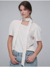 Round neck Scarf Velvet T shirts Ivory - OPENING SUNSHINE - BALAAN 2