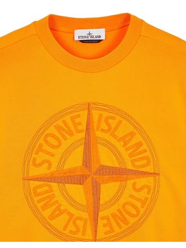 Garment Dyed Stitches Four Print Crewneck Sweatshirt Orange - STONE ISLAND - BALAAN 4