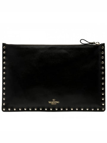 Rockstud medium clutch bag LW2P0269 BLACK - VALENTINO - BALAAN 1