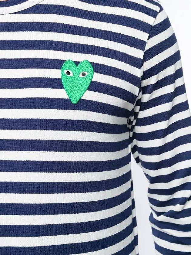 Men's Striped Logo Long Sleeve T-Shirt Blue - COMME DES GARCONS - BALAAN 2