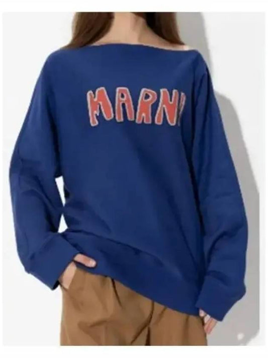 logo boat neck sweatshirt blue - MARNI - BALAAN 2