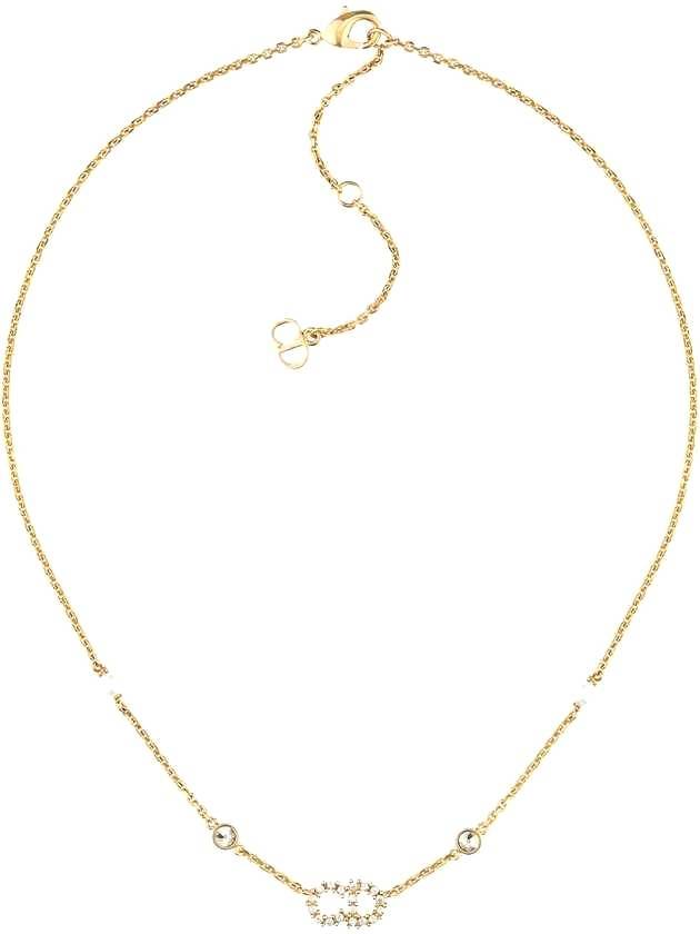 Clair D Lune Necklace Gold Finish Metal White Resin Pearls White Crystals - DIOR - BALAAN 1