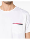 Men's Medium Weight Jersey Tipped Pocket Crewneck Short Sleeve T-Shirt White - THOM BROWNE - BALAAN 6