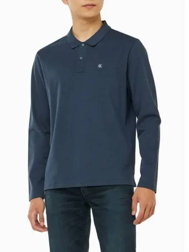 Jeans Logo Badge Regular Fit Long Sleeve Polo Shirt Ink - CALVIN KLEIN - BALAAN 1