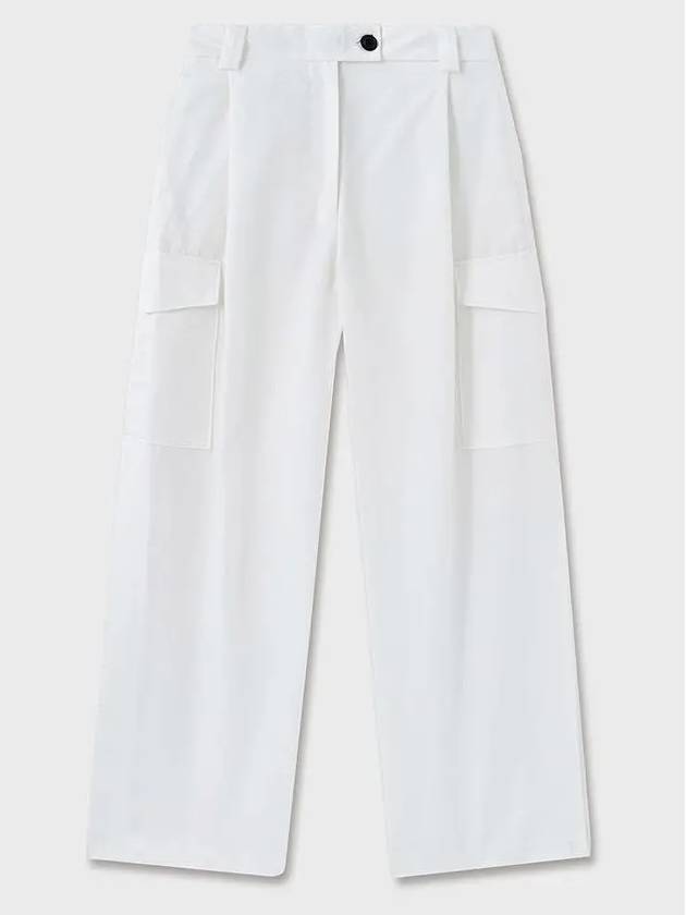 Tencel Cotton Pleates Wide Pants White - NOIRER FOR WOMEN - BALAAN 3