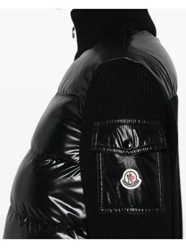 Padded Wool Cardigan Black - MONCLER - BALAAN 6