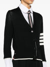 4 Bar Relaxed Fit Fine Merino Wool Cardigan Black - THOM BROWNE - BALAAN 7