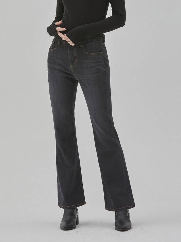 RYUL+WAI: Denim Modal Semi Bootcut Pants Black - RYUL+WAI: - BALAAN 2