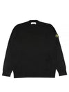 Logo Patch Crewneck Virgin Wool Knit Top Black - STONE ISLAND - BALAAN 2