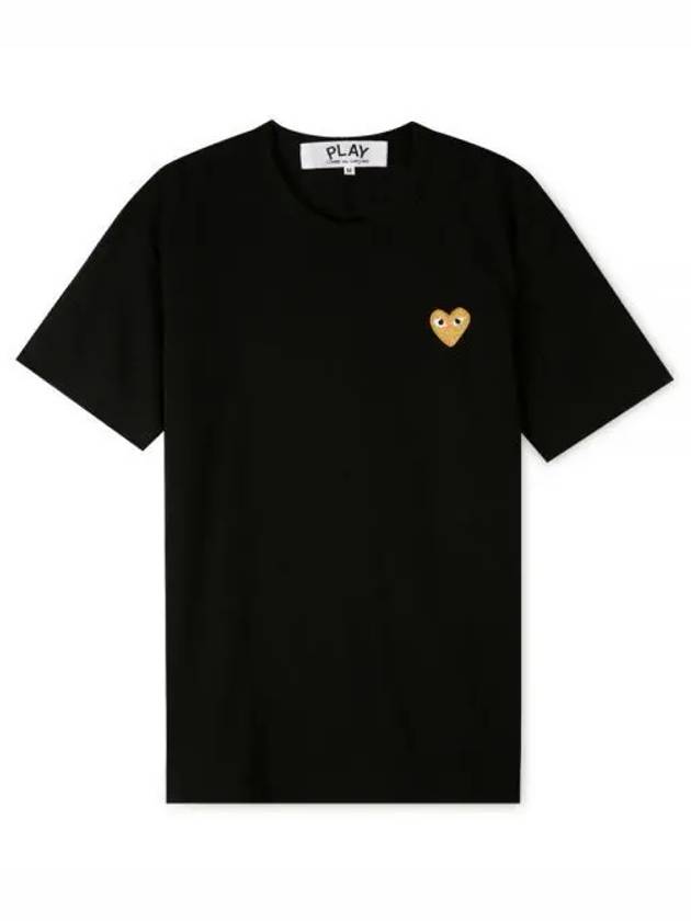 Small Gold Heart Wappen Short Sleeve T-Shirt Black P1 T216 1 - COMME DES GARCONS - BALAAN 2