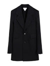 Curved Light Wool Jacket Black - BOTTEGA VENETA - BALAAN 2