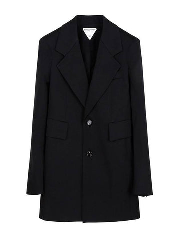 Curved Light Wool Jacket Black - BOTTEGA VENETA - BALAAN 1