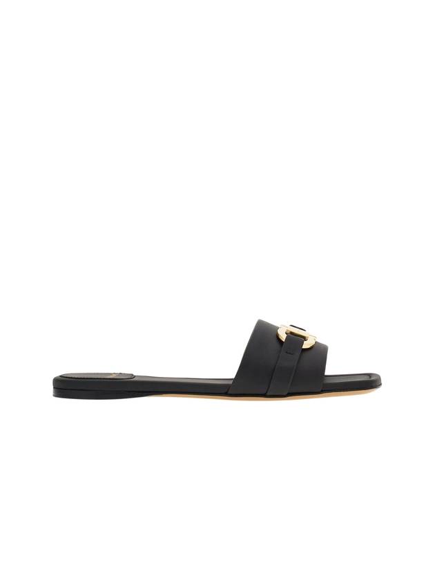 Gancini Ornament Flat Slide Black - SALVATORE FERRAGAMO - BALAAN 2