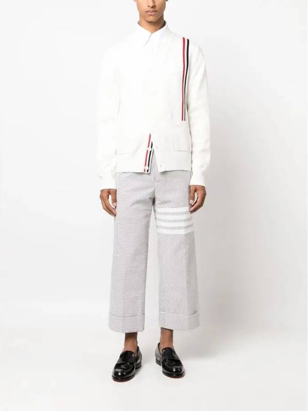 RWB Striped Intarsia Cotton Cardigan White - THOM BROWNE - BALAAN 7