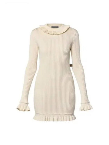 Ruffle trim ribbed knit dress 1AGFT8 - LOUIS VUITTON - BALAAN 1