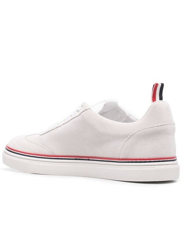 Men's 3 Bar Suede Low Top Sneakers White - THOM BROWNE - BALAAN 5