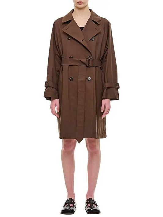 Titrench Water Repellent Double Breasted Button Trench Coat Brown - MAX MARA - BALAAN 2