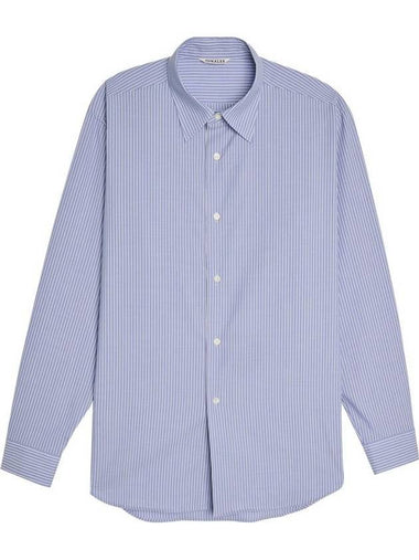 Stripe Super Fine Wool Long Sleeve Shirt Sax Blue - AURALEE - BALAAN 1