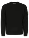 Logo Patch Round Neck Knit Top Black - STONE ISLAND - BALAAN 2