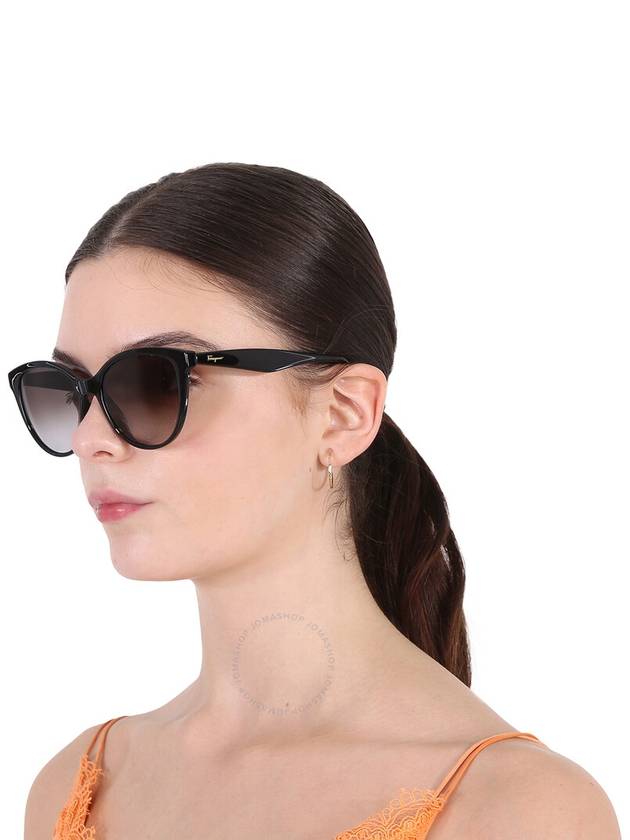 Round Gradient Cat-Eye Sunglasses Black - SALVATORE FERRAGAMO - BALAAN 3