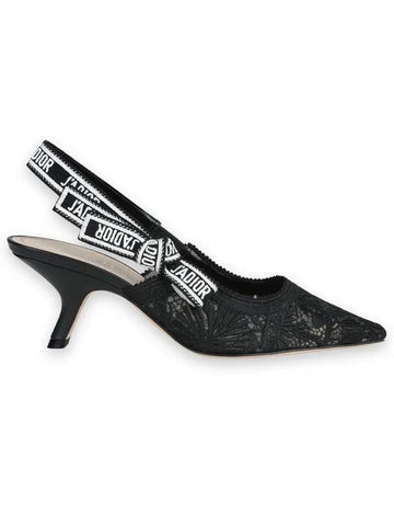 J'adior Chardons Embroidered Mesh Slingback Heel Black - DIOR - BALAAN 1