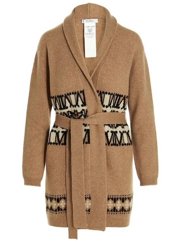 VANADIO Belted Wool Cardigan Camel 13460323 008 - MAX MARA - BALAAN 1