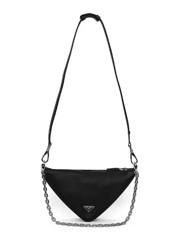 Triangle Leather Mini Shoulder Bag Black - PRADA - BALAAN 5