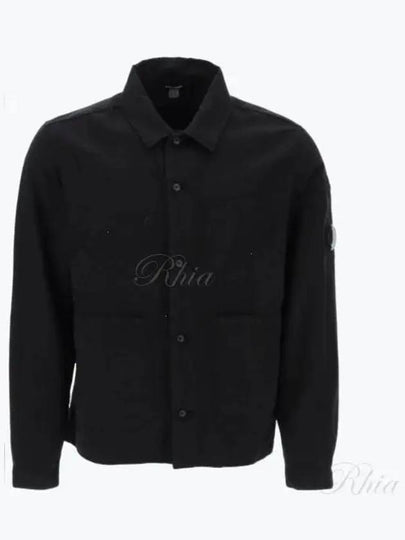 Cotton Linen Over Long Sleeve Shirt Black - CP COMPANY - BALAAN 2