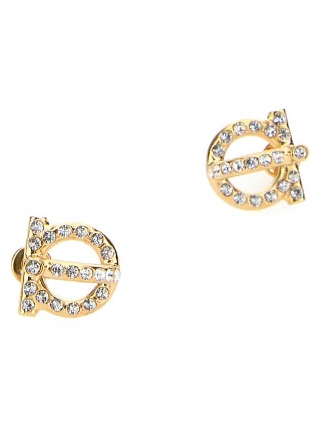 Gancini 3D Crystal Earrings Gold - SALVATORE FERRAGAMO - BALAAN 3