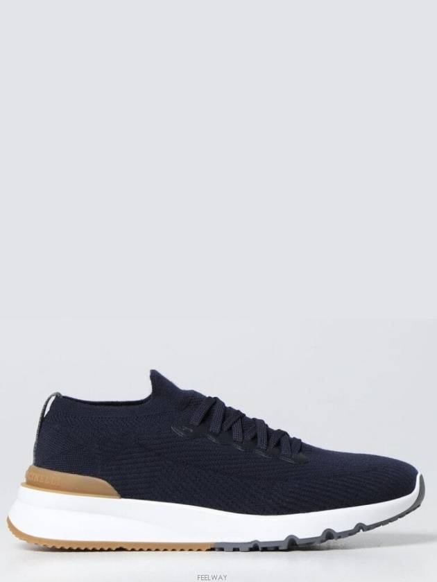 Knit Low Top Sneakers Blue - BRUNELLO CUCINELLI - BALAAN 3
