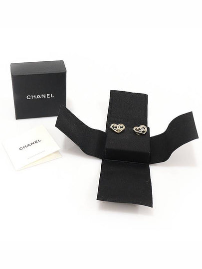 23C ABA103 light gold heart crystal CC logo earrings - CHANEL - BALAAN 2