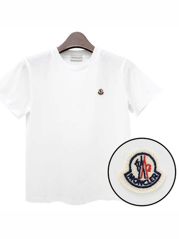 Kids Logo Patch Short Sleeve T Shirt 12Y 14Y White 8C00018 83907 001 - MONCLER - BALAAN 1