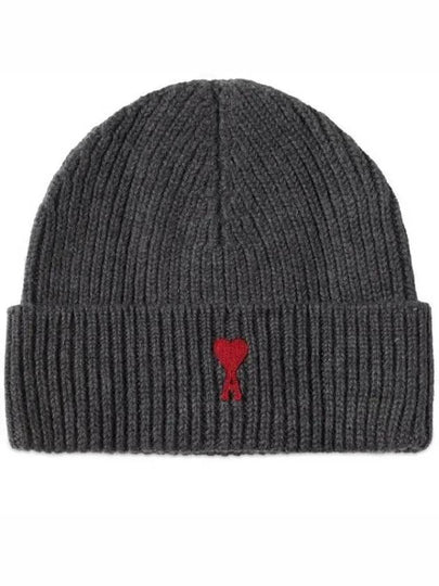 Heart Logo Wool Beanie Heather Grey - AMI - BALAAN 2