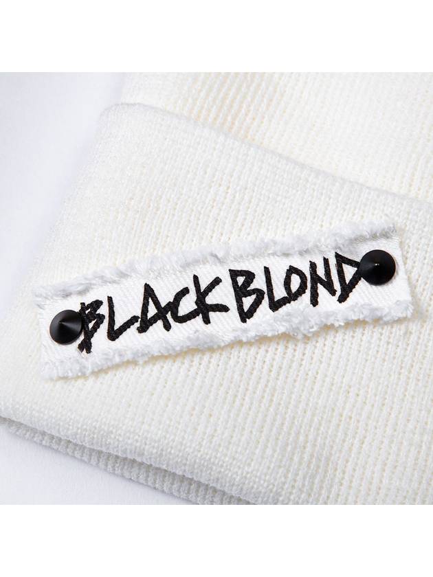 BBD Side Patch Long Beanie White - BLACKBLOND - BALAAN 3