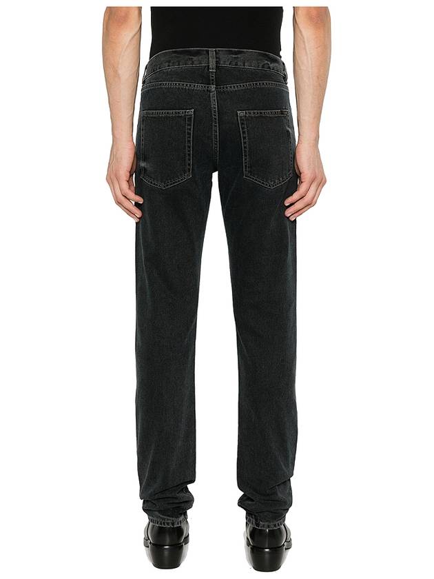 Classic Slim Cut Cotton Straight Jeans Black - SAINT LAURENT - BALAAN 4