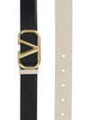 V Logo Signature Reversible Leather Belt Black - VALENTINO - BALAAN 3