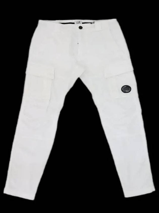 Men's Lens Wappen Stretch Satin Cargo Pants White - CP COMPANY - BALAAN 2