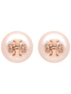 Crystal Pearl Stud Earring Rose - TORY BURCH - BALAAN 1