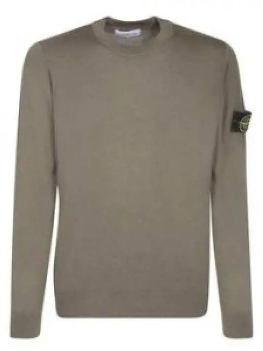 Regular Fit Crew Neck Wool Knit Top Khaki - STONE ISLAND - BALAAN 2