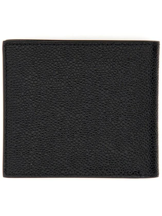 Pebble Grain Leather Half Wallet Black - THOM BROWNE - BALAAN 6