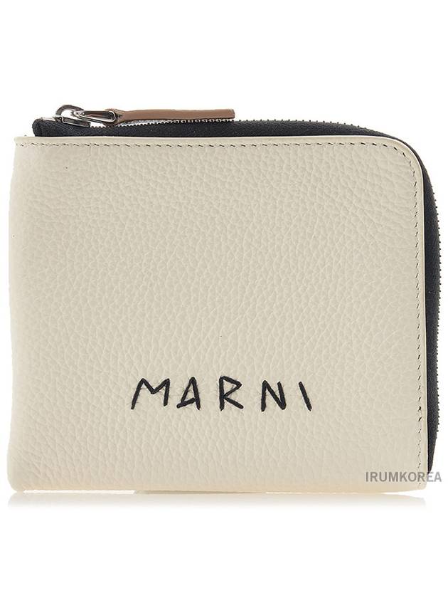 Stitch Logo Calfskin Card Wallet Ivory - MARNI - BALAAN 1