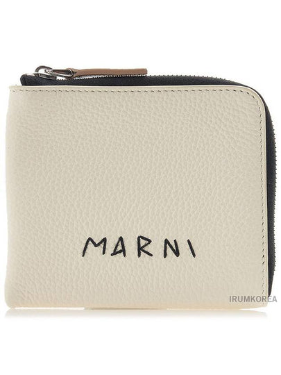 Stitch Logo Calfskin Card Wallet Ivory - MARNI - BALAAN 2