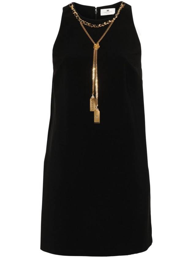 Elisabetta Franchi Black Mini Dress With Gold Chains - ELISABETTA FRANCHI - BALAAN 1